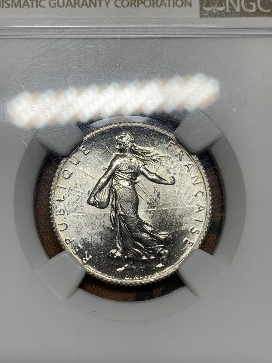 《竞宝斋》第106场-周日，周一 2场连拍（全场包邮） NGC MS62 法国1919 1法郎 银币 播种女神 罗蒂 经典款