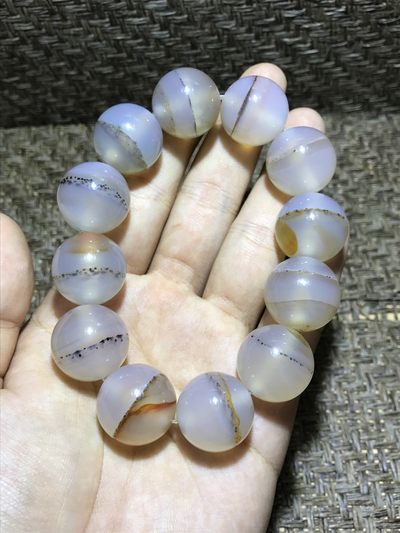 天然精美罕见毕业级冰种一线海洋玉髓手串一条， - 天然精美罕见毕业级冰种一线海洋玉髓手串一条，
