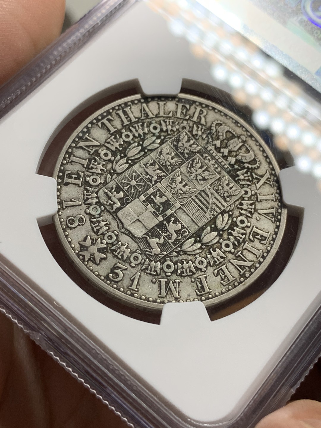 《竞宝斋》第106场-周日，周一 2场连拍（全场包邮） NGC-XF45 德国普鲁士 1831年 1泰勒银币 原味好品