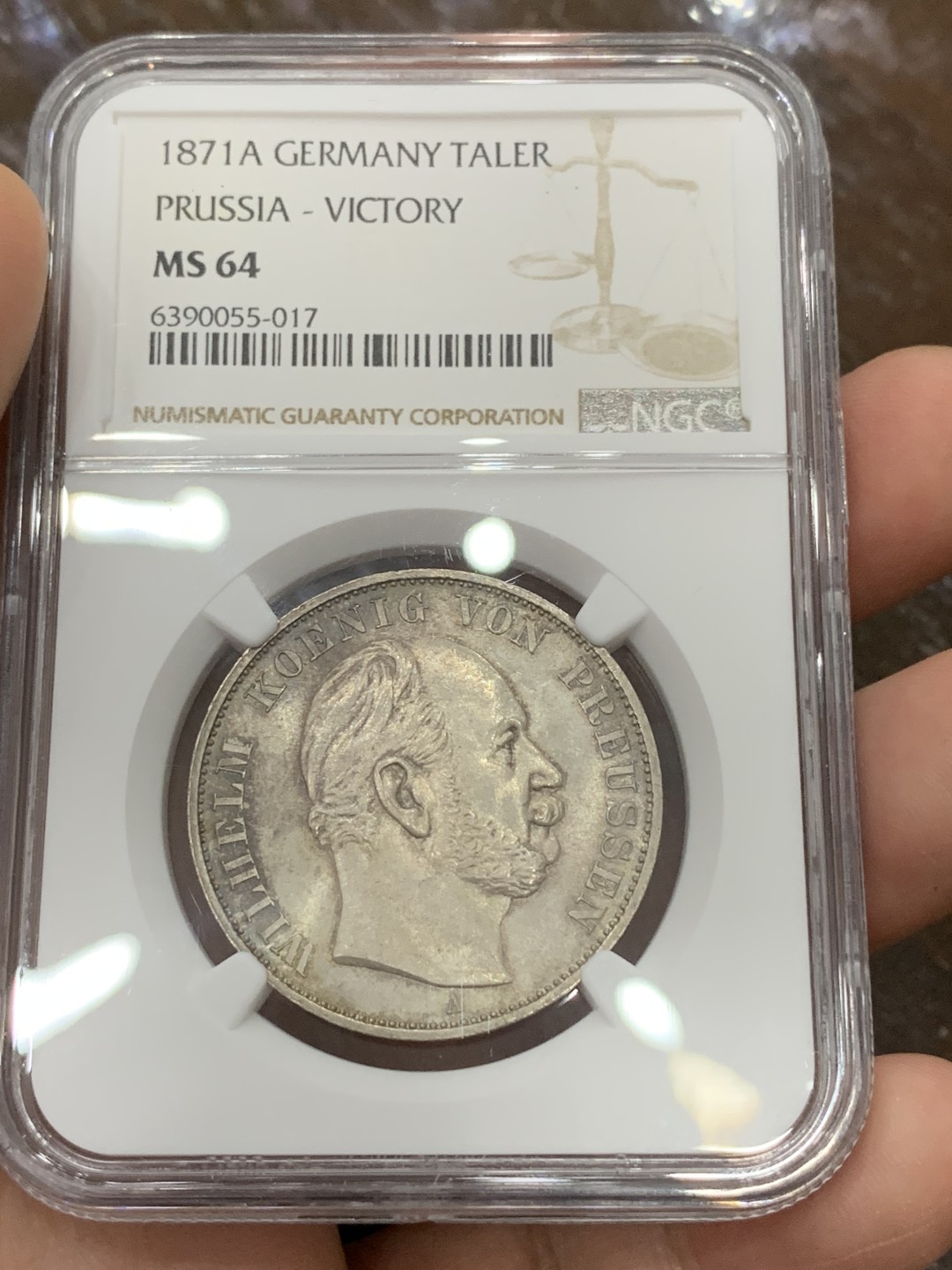 《竞宝斋》第106场-周日，周一 2场连拍（全场包邮） NGC-MS64 德国1871年普鲁士胜利泰勒，近期涨价的品种 高分好包浆