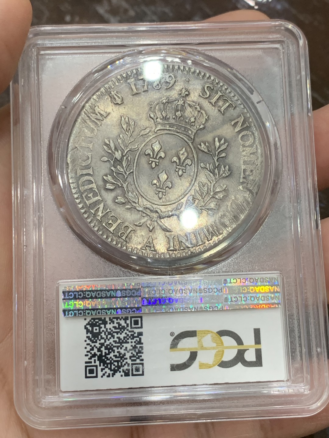 《竞宝斋》第106场-周日，周一 2场连拍（全场包邮） PCGS-MS63 法国  1789年 法国大革命时期 路易十六 大埃居 人像全深打 极为难得