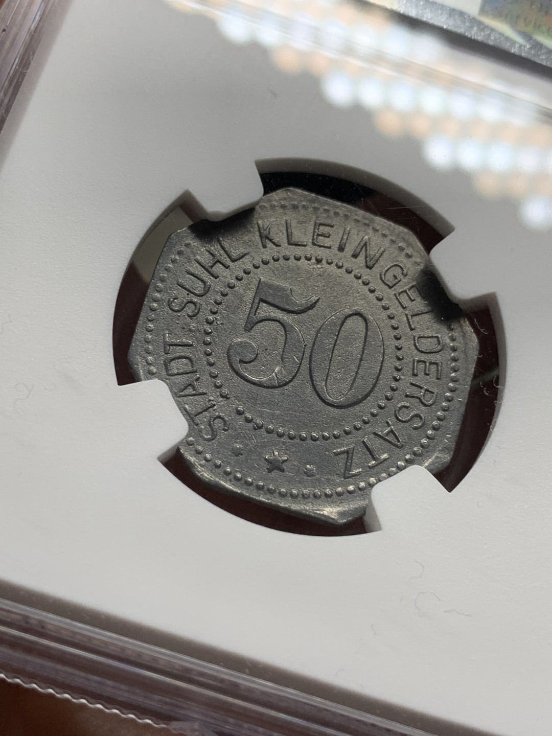 《竞宝斋》第106场-周日，周一 2场连拍（全场包邮） NGC MS62 德国 德紧 1917年 苏尔50芬妮 锌币