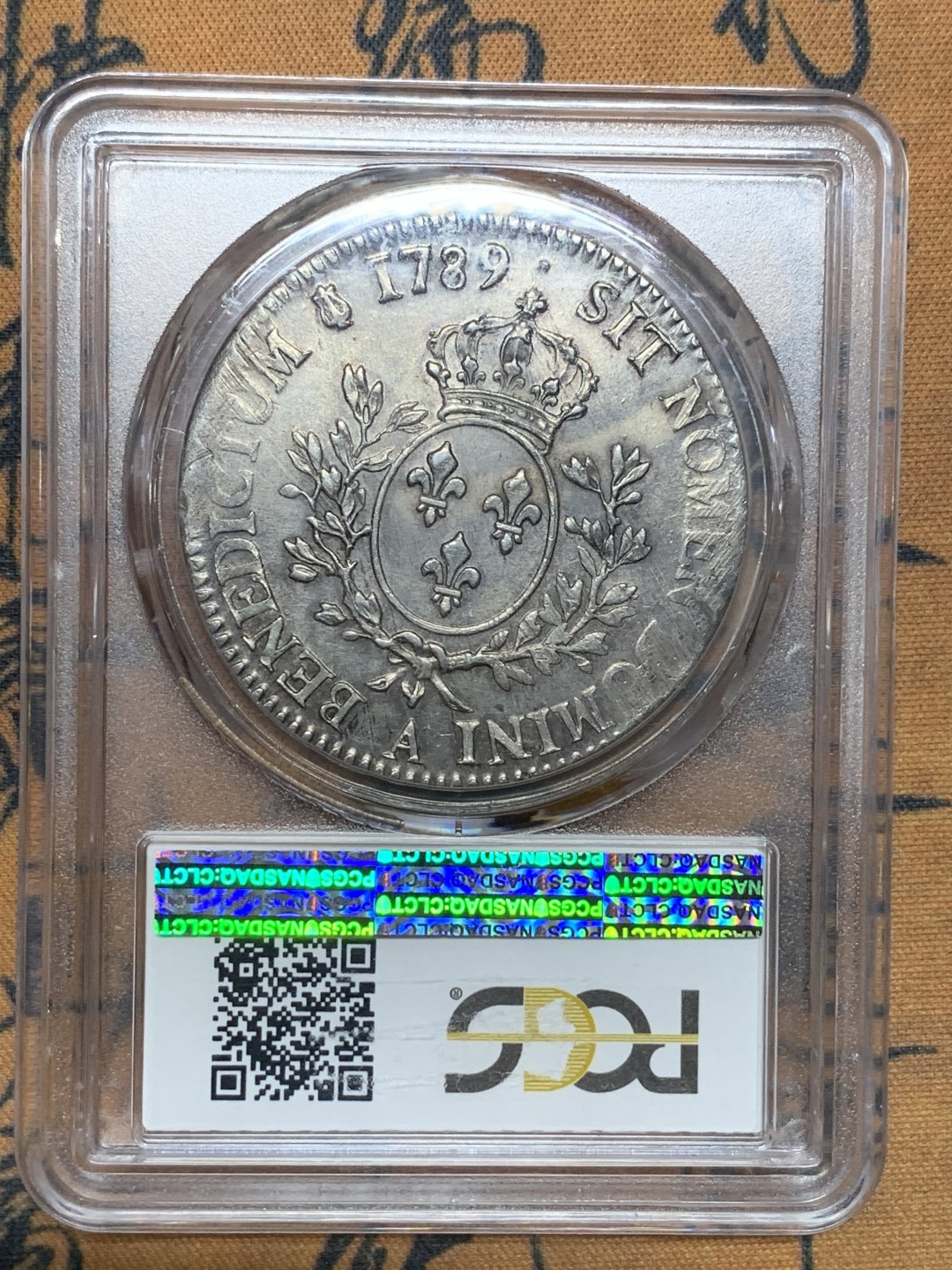 《竞宝斋》第106场-周日，周一 2场连拍（全场包邮） PCGS-MS63 法国  1789年 法国大革命时期 路易十六 大埃居 人像全深打 极为难得