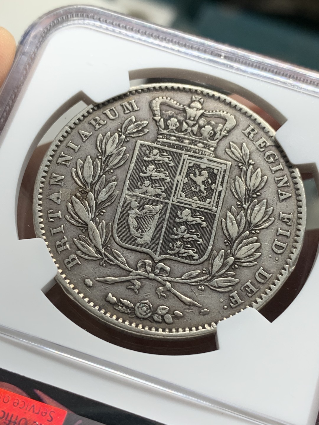 《竞宝斋》第106场-周日，周一 2场连拍（全场包邮） NGC-XF45 英国1845年 年轻头像维多利亚女王 1克朗大银币 少见版式