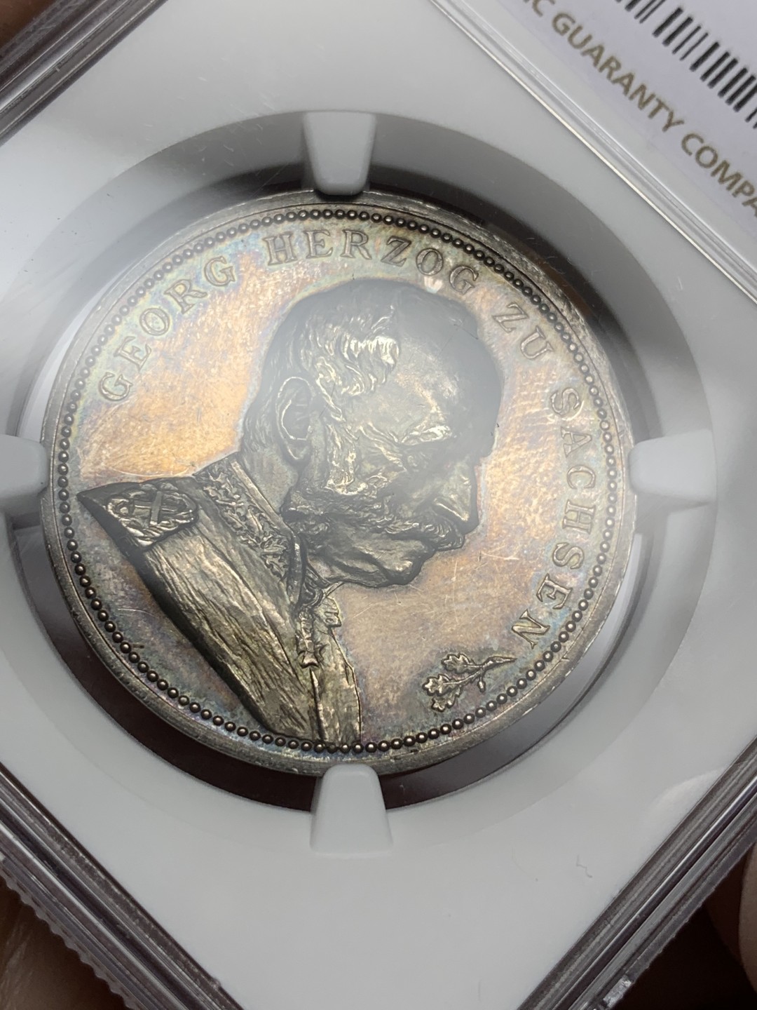 《竞宝斋》第106场-周日，周一 2场连拍（全场包邮） NGC-UNC 德国1896萨克森军事庆典银章