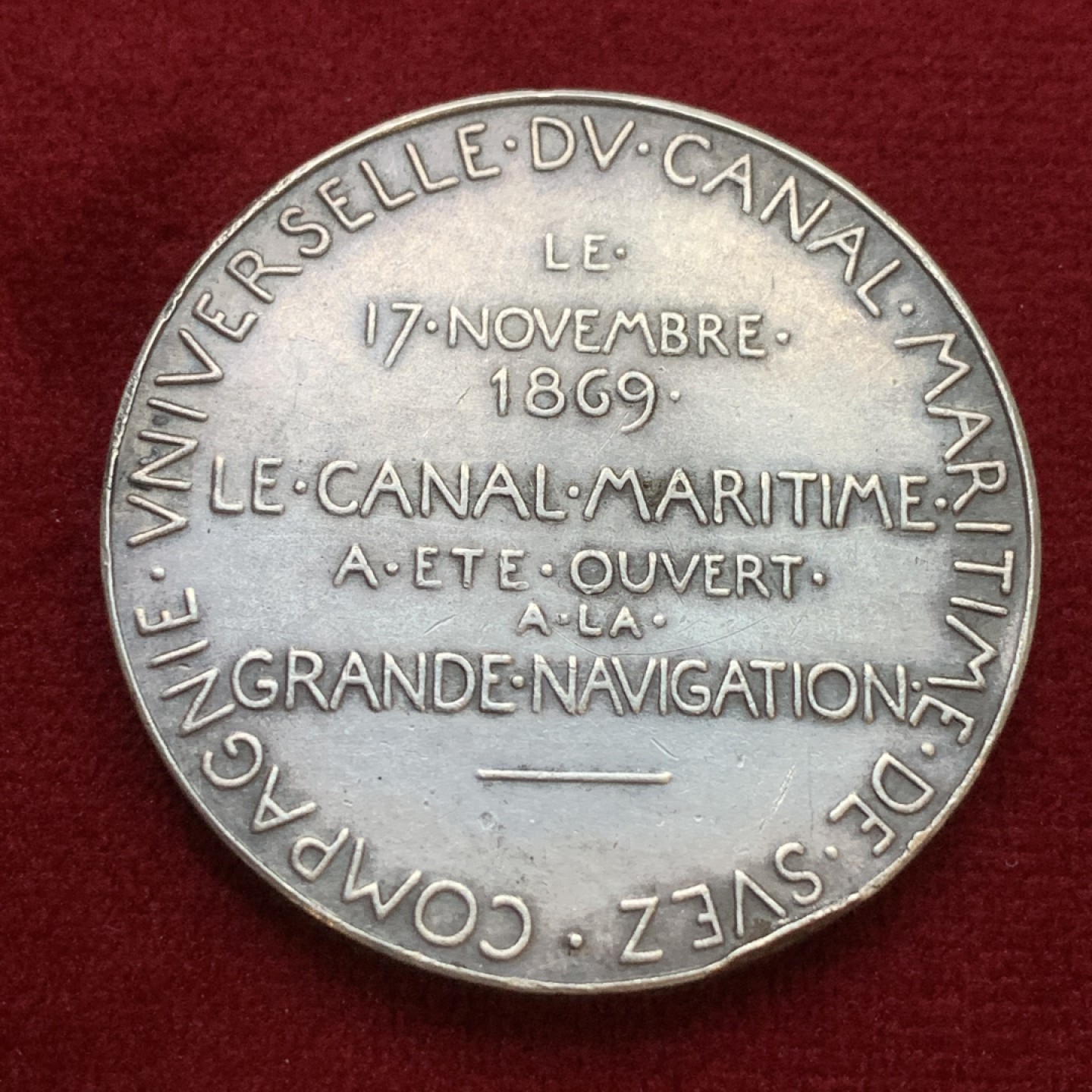 《竞宝斋》第106场-周日，周一 2场连拍（全场包邮） 法国1869年苏伊士运河开通纪念少见加厚版大银章罗蒂作品 48克加厚版本，常见为40克版本，43mm，丰饶角Aregnt边铭