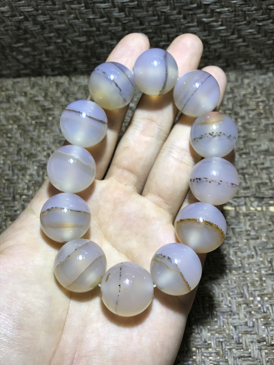 天然精美罕见毕业级冰种一线海洋玉髓手串一条，