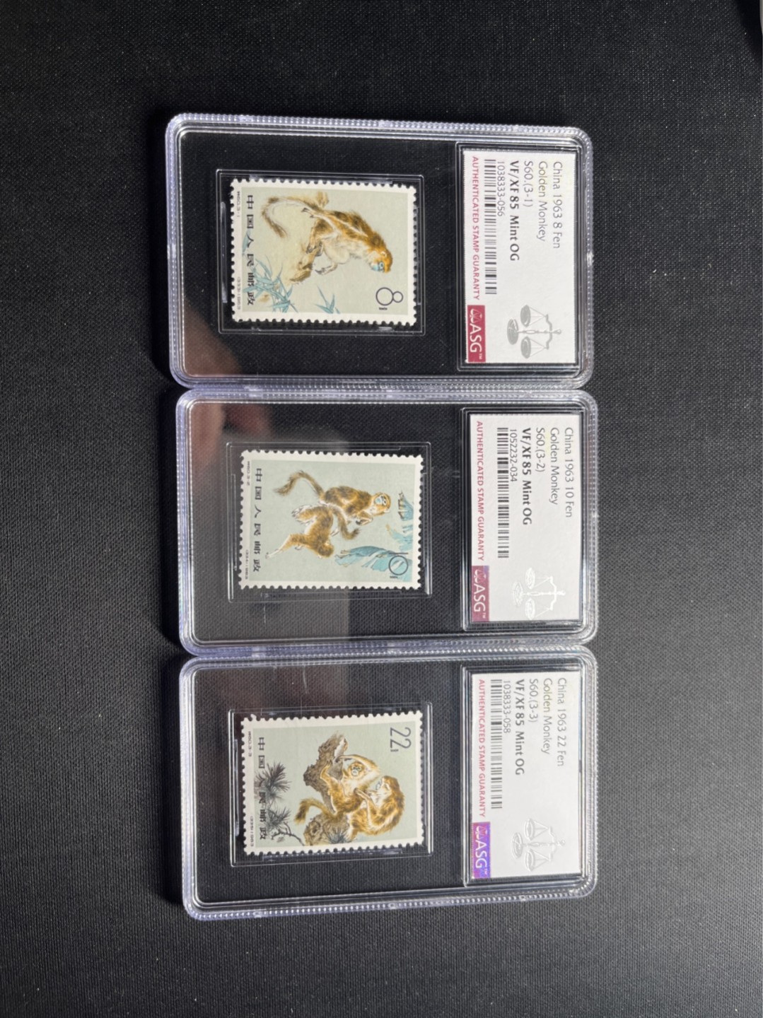 洪涛臻品 精选邮票限时拍卖第五十六期 特60金丝猴新全 ASG85同分一套OG，人气套票，白胶润泽，爱不释手，最严格时期出分，喜欢不要错过。ASG评级处于初级阶段，未来市场潜力巨大，注意提前囤精品货