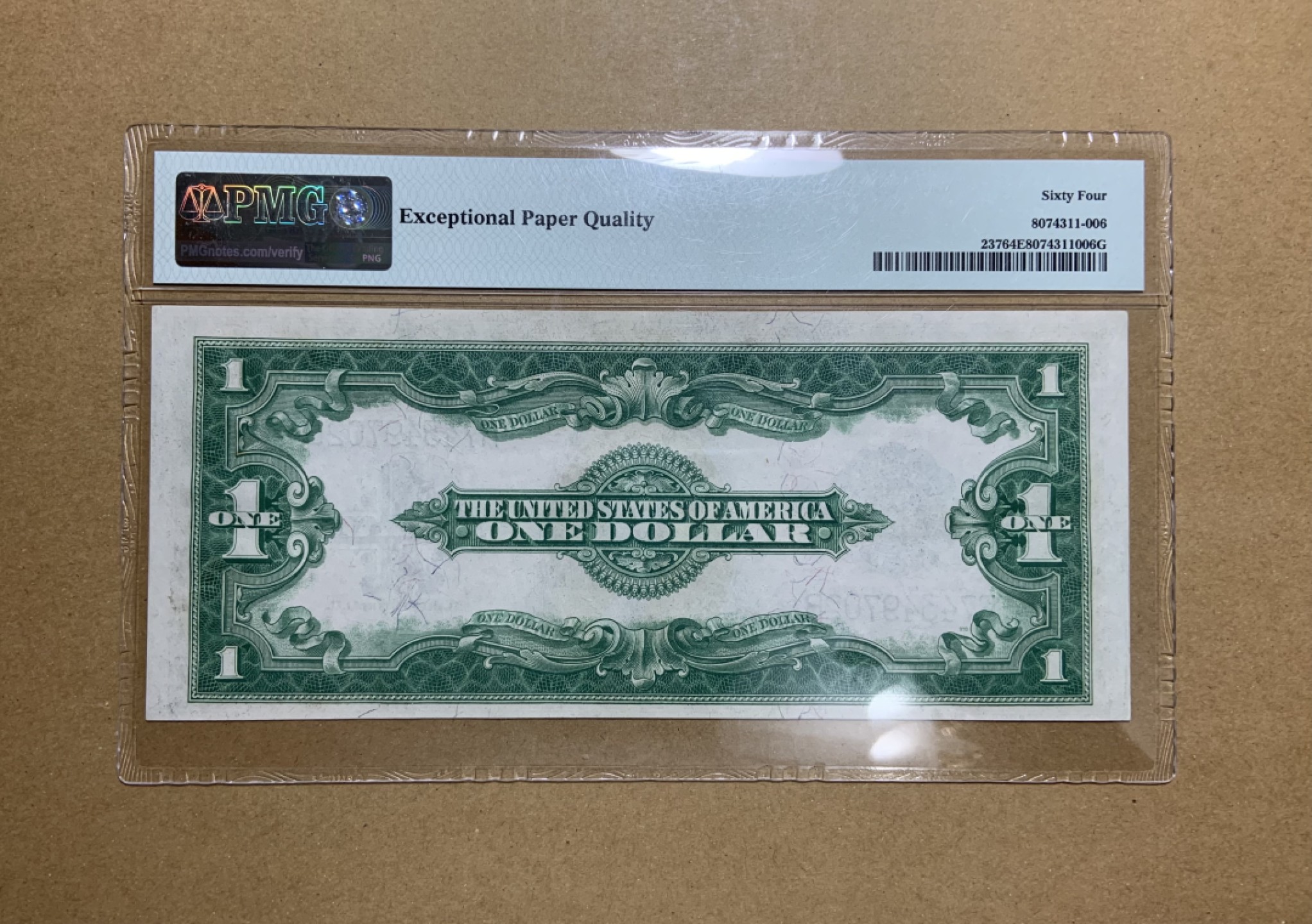 收藏联盟Quantum Auction 第199期拍卖  美国1923年1美元银币券 PMG64e 大票幅