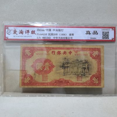 爱淘收藏第二期：民国纸币 - 民国25年中央银行壹圆牌坊