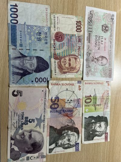 Banknote mall 第五期 - 外币一组UNC-VF7张一起（包含土耳其100万）