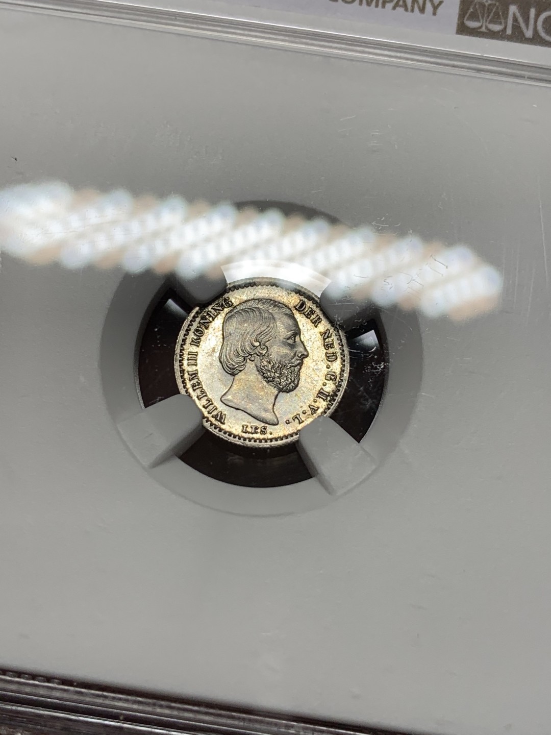 《竞宝斋》第107场-周日，周一 2场连拍（全场包邮） NGC-MS61 荷兰1862年 威廉三世 5分银币 稀少品种 辅币有这样的状态已经非常难得