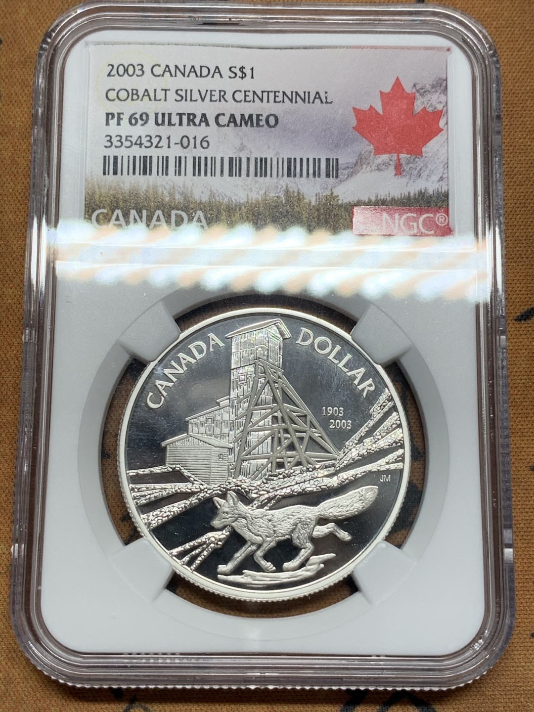 《竞宝斋》第107场-周日，周一 2场连拍（全场包邮） NGC PF69 ULTRA CAMEO  加拿大 2003年 1元钴矿业100周年纪念大银币 女王像币升值巨大