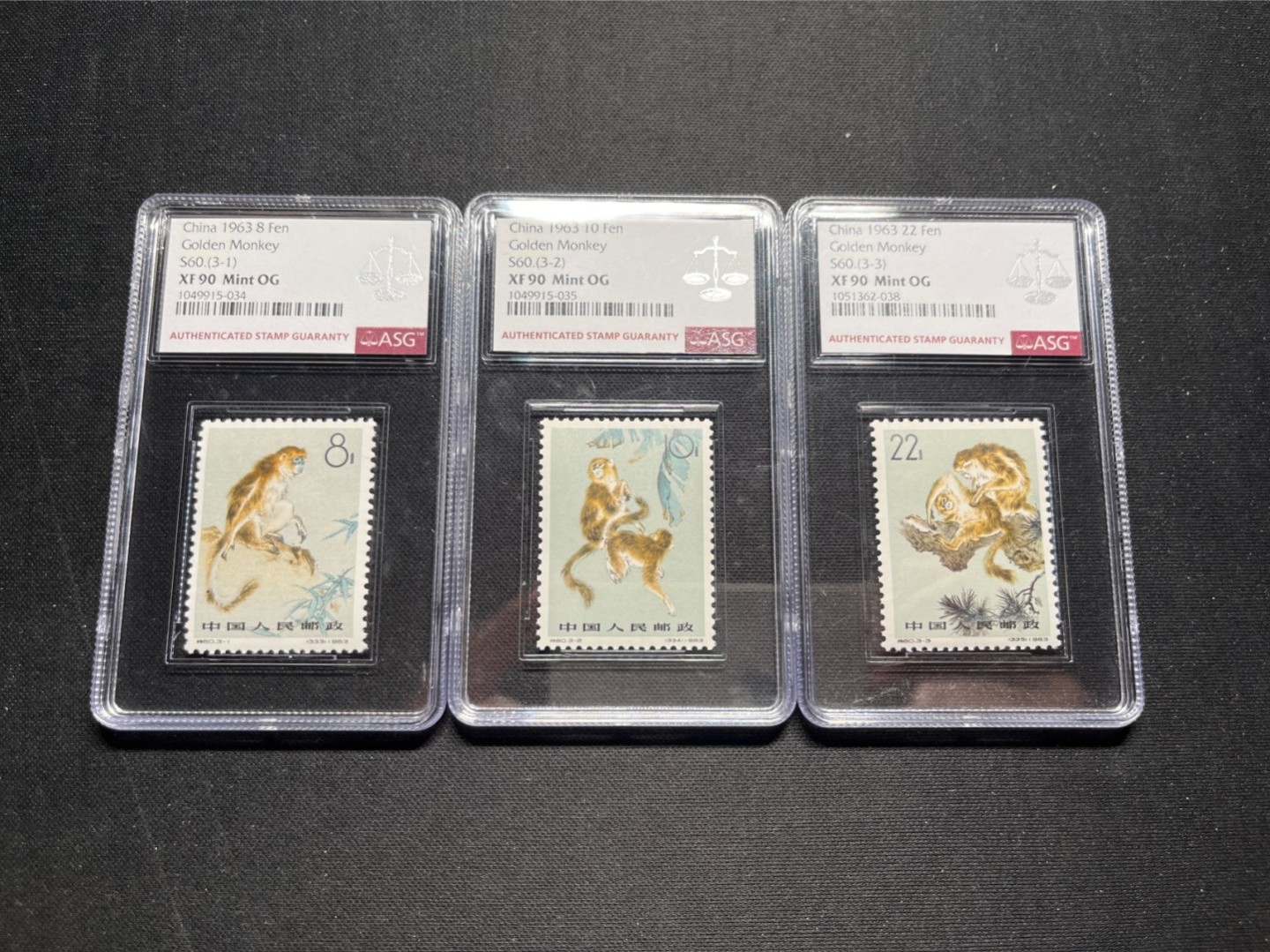 洪涛臻品 精选邮票限时拍卖第五十七期 特60金丝猴新全 ASG90同分一套OG，人气套票，白胶润泽，爱不释手，最严格时期出分★建国三十周年最佳邮票评选纪念作品★喜欢不要错过。ASG评级处于初级阶段，未来市场潜力巨大，注意提前囤精品货。