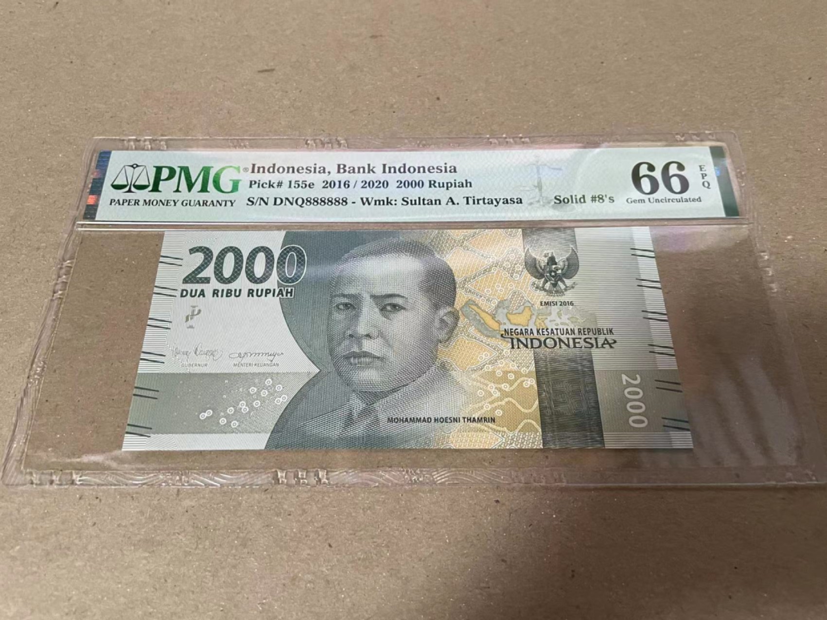 【Blue Auction】✨世界纸币精拍第237期  【全同8】印尼 2016年2000卢比 PMG66EPQ 