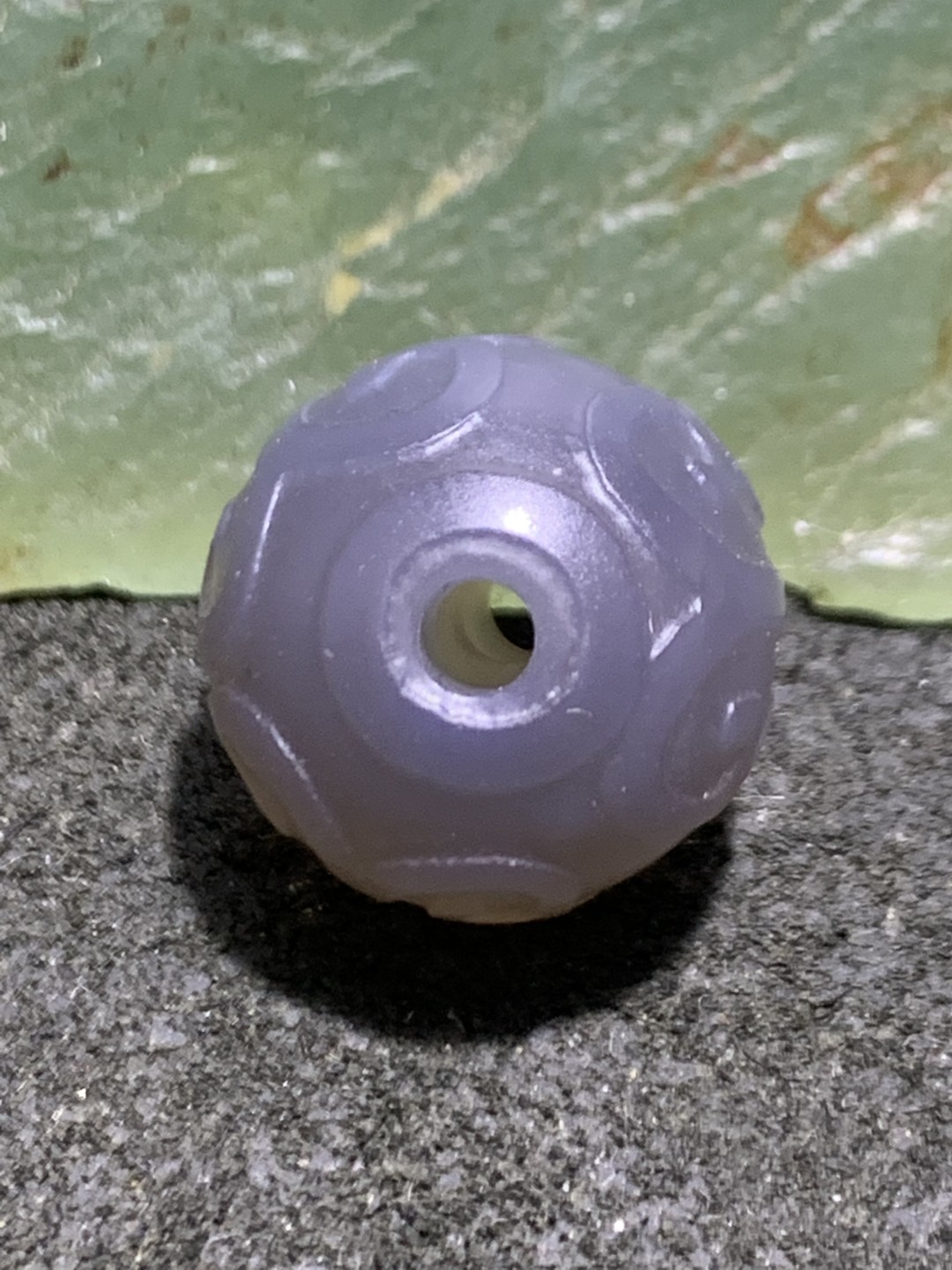 精美高玉化舍利灰色玛瑙雕刻回纹珠（云纹珠）一颗