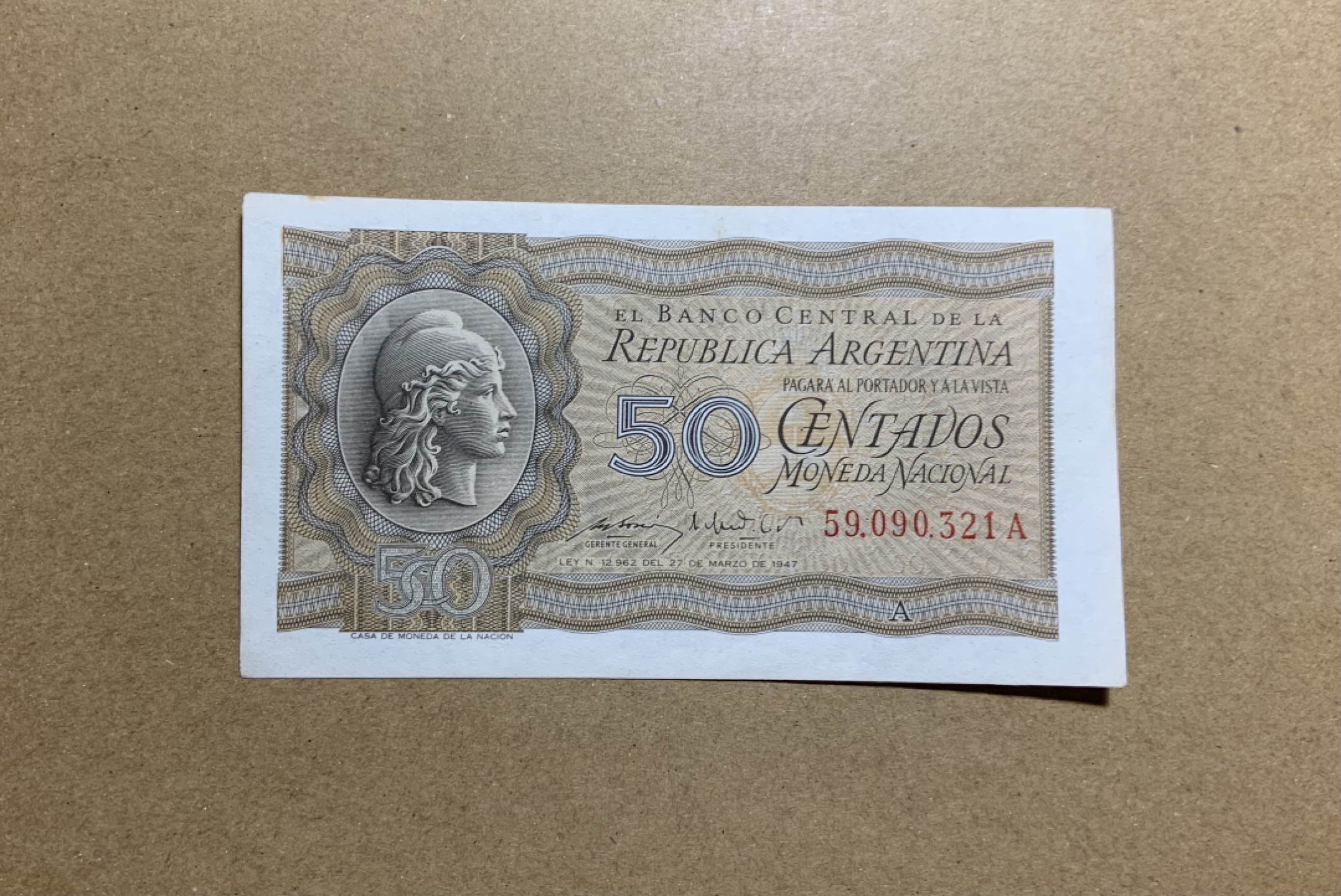 收藏联盟Quantum Auction 第199期拍卖  阿根廷1947年50分 品相UNC-