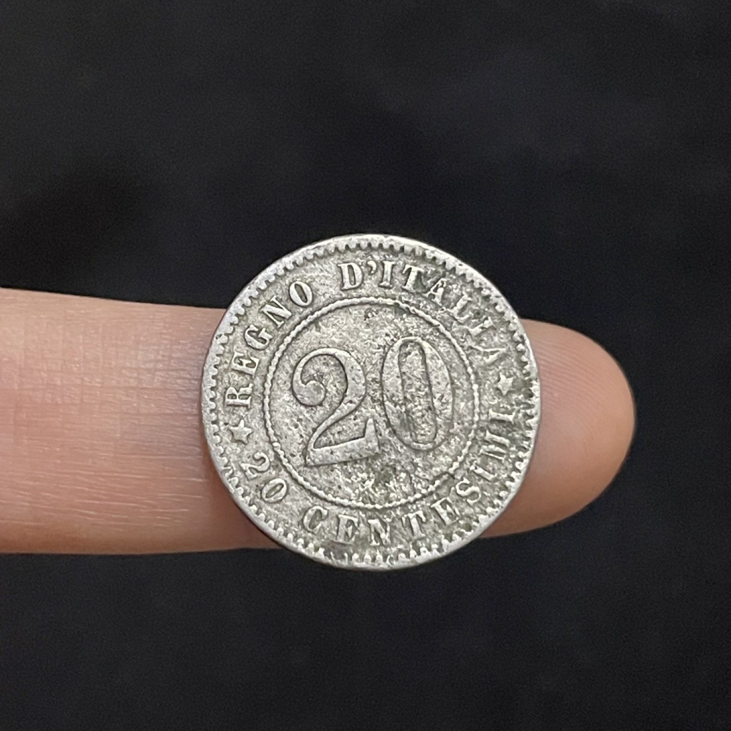 外国硬币0元起拍（9） 1894年意大利翁贝托一世皇冠KB版20分铜镍币