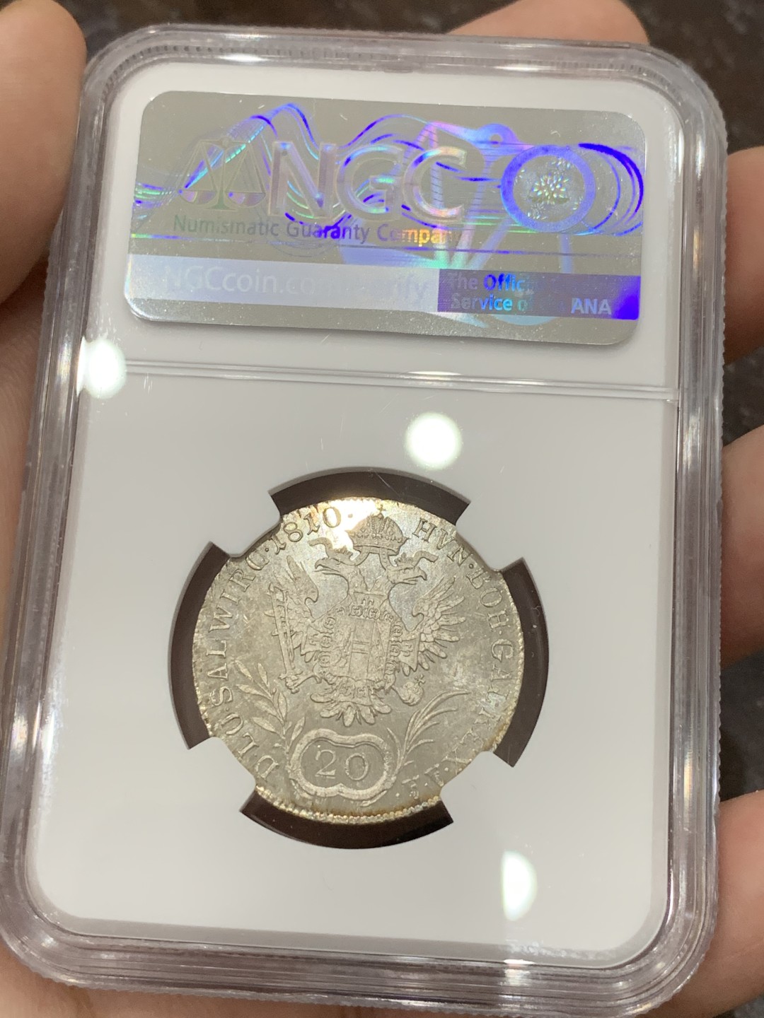 《竞宝斋》第107场-周日，周一 2场连拍（全场包邮） 唯一冠军 NGC MS65  1810年奥地利20K银币 PL底板 无敌状态