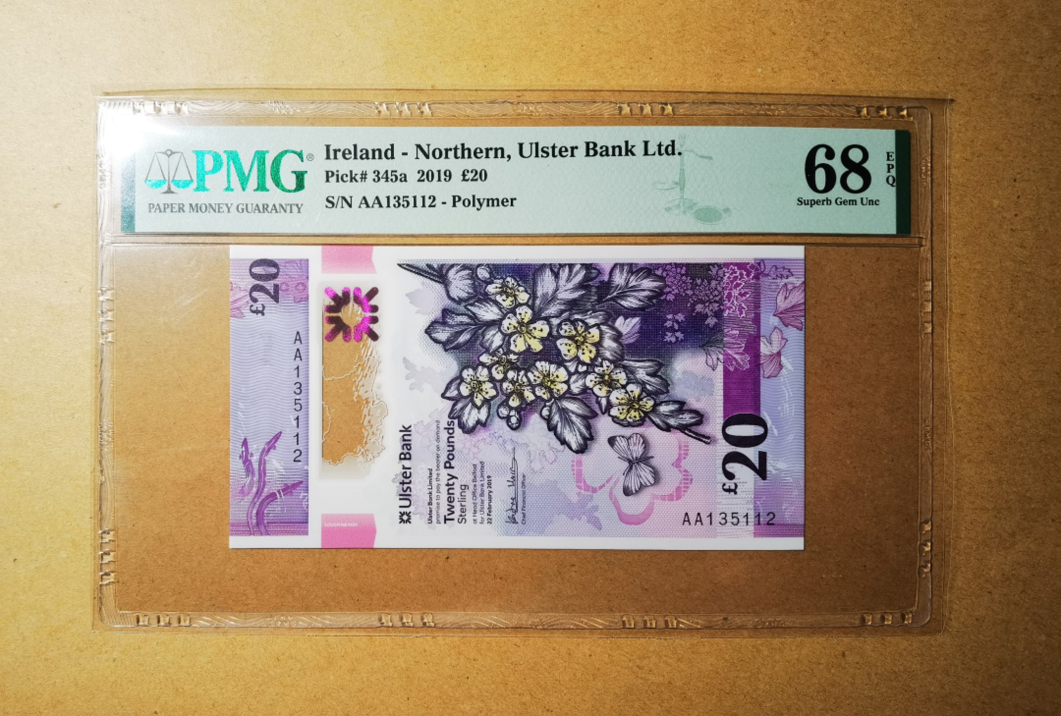 【Blue Auction】✨世界纸币精拍第237期  【AA冠无47】北爱尔兰 2019年20镑 PMG68EPQ 高分