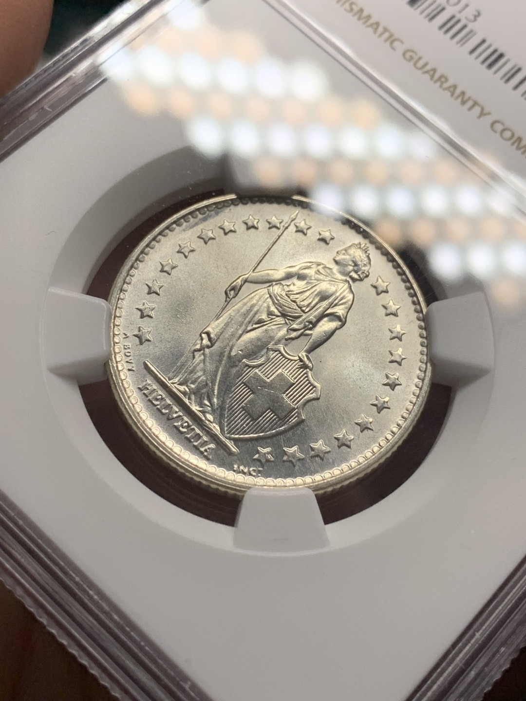 《竞宝斋》第107场-周日，周一 2场连拍（全场包邮） NGC MS65 1965年瑞士2法郎 2法郎高分比较难得 不是常见的1967年