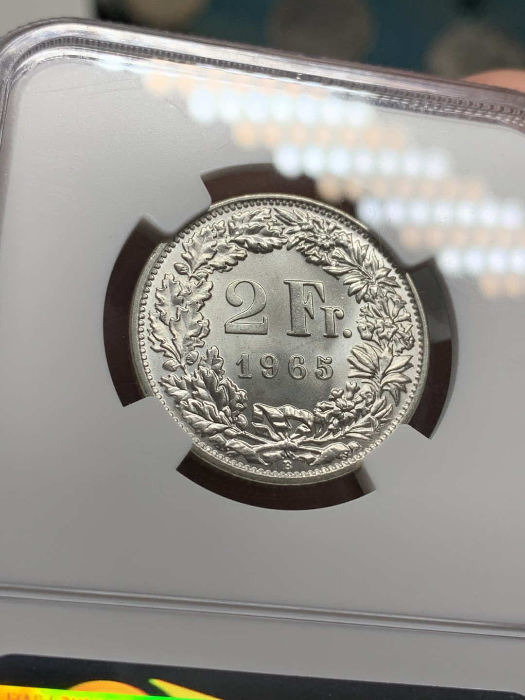 《竞宝斋》第107场-周日，周一 2场连拍（全场包邮） NGC MS65 1965年瑞士2法郎 2法郎高分比较难得 不是常见的1967年