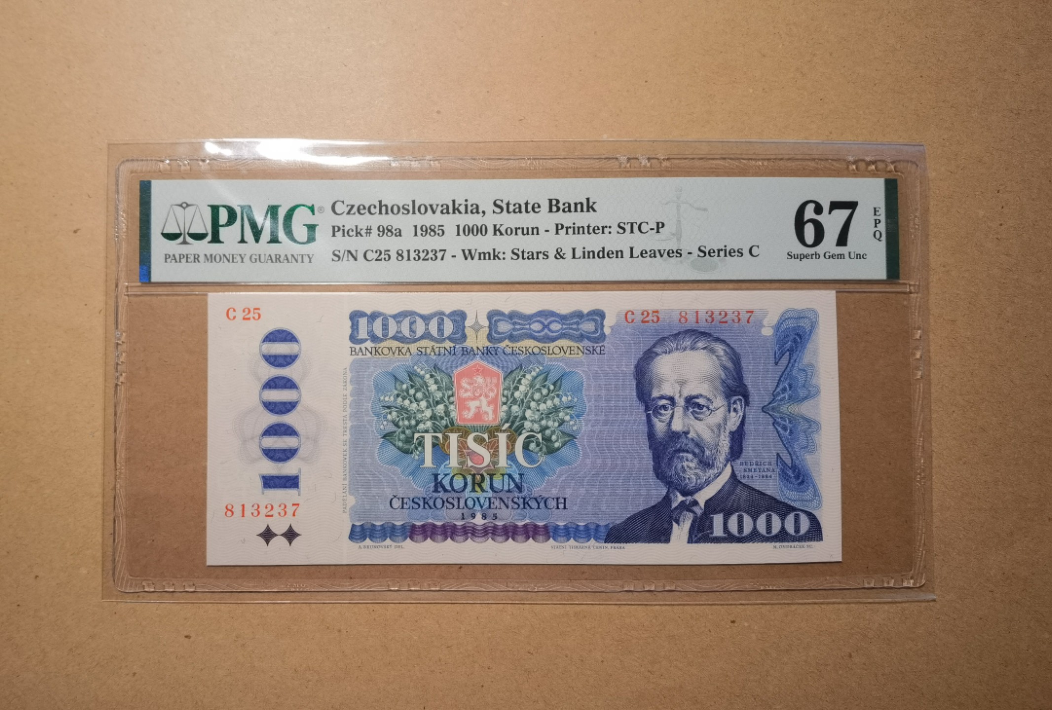 【Blue Auction】✨世界纸币精拍第237期  捷斯 1985年1000克朗 PMG67EPQ 