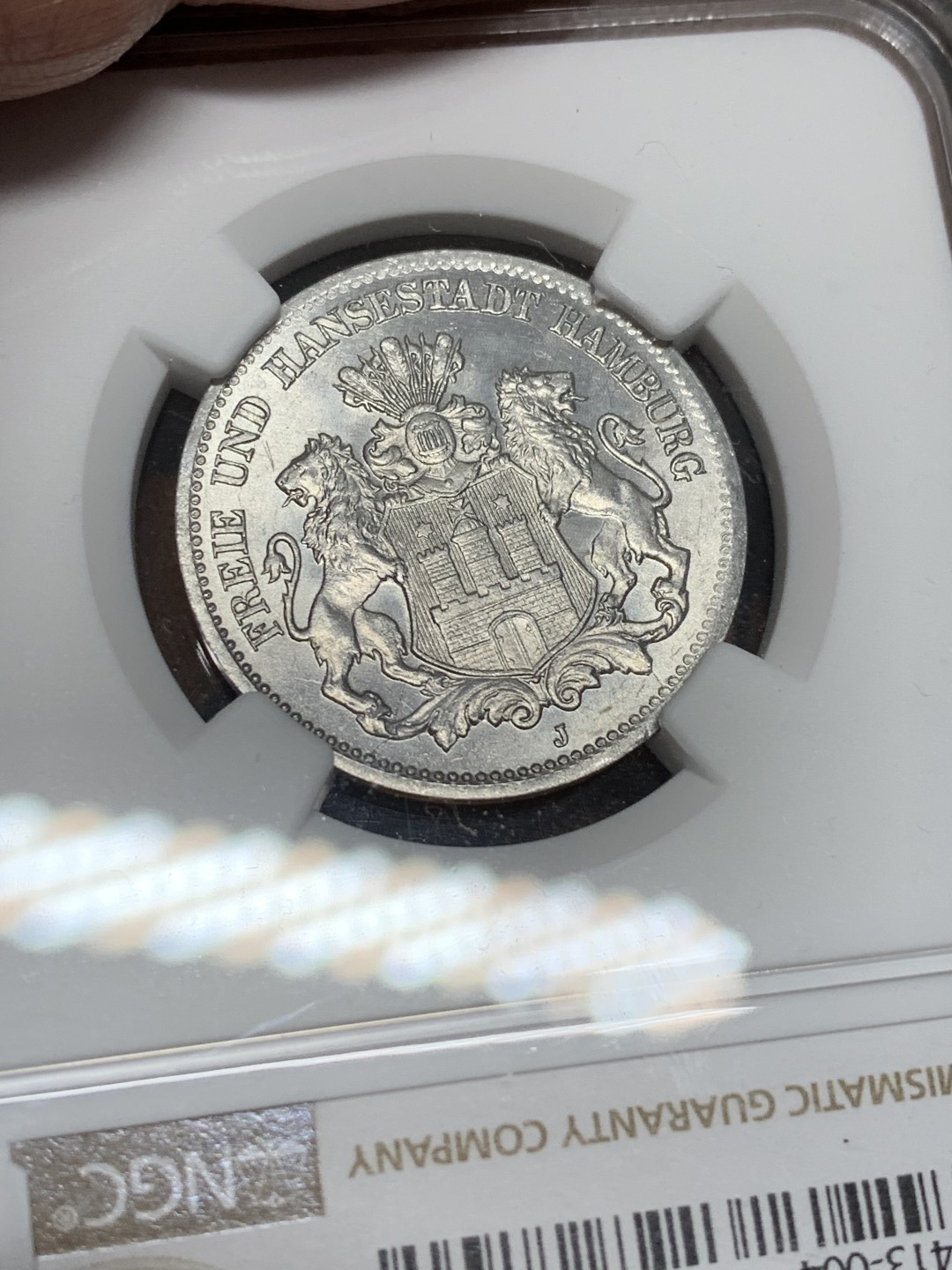 《竞宝斋》第107场-周日，周一 2场连拍（全场包邮） NGC MS63 德国 德紧 1923年 1/2马克 双狮铝币