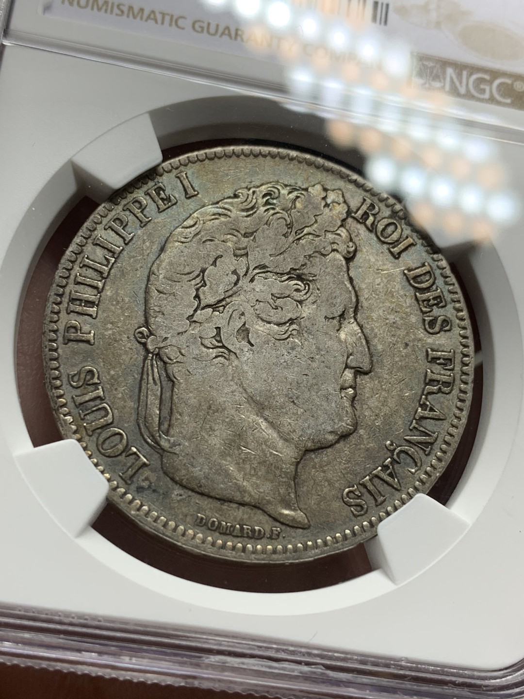 《竞宝斋》第107场-周日，周一 2场连拍（全场包邮） NGC-XF40 法国1843-BB年 菲利普一世 5法郎大银币 原味好品