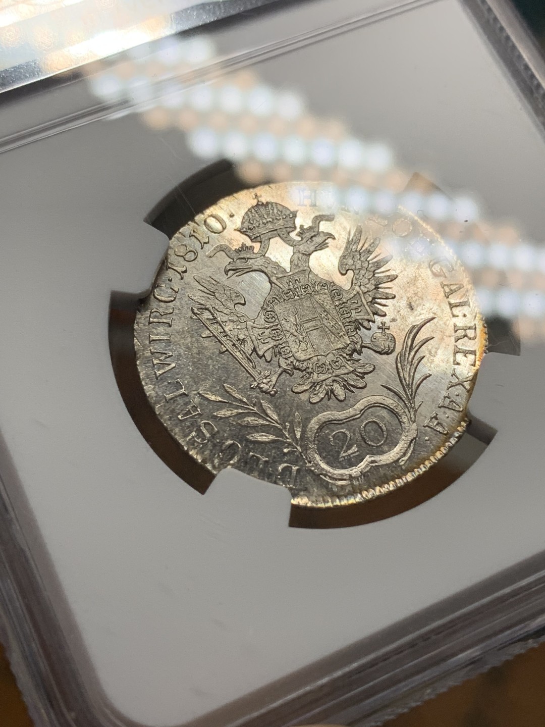 《竞宝斋》第107场-周日，周一 2场连拍（全场包邮） 唯一冠军 NGC MS65  1810年奥地利20K银币 PL底板 无敌状态