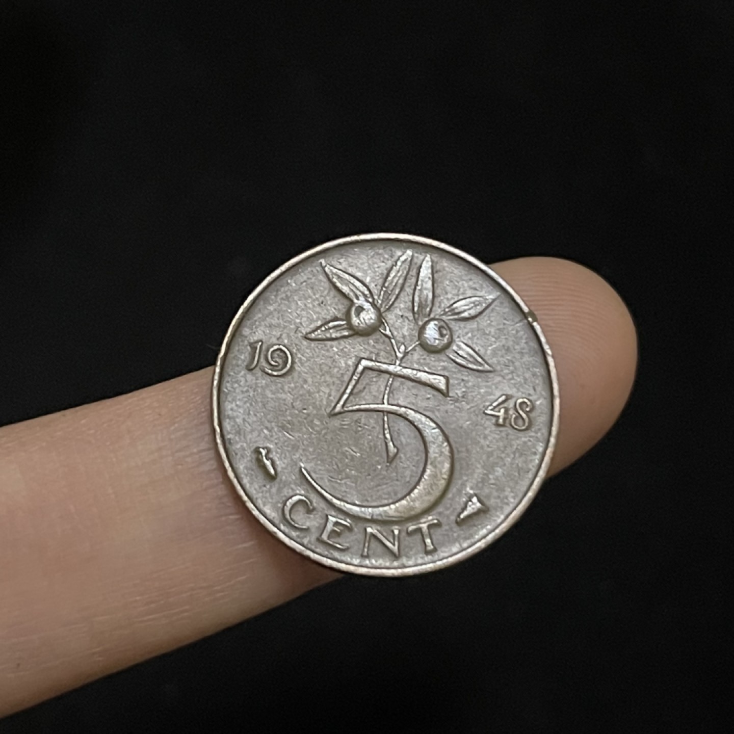 外国硬币0元起拍（9） 1948荷兰5分硬币威廉明娜
