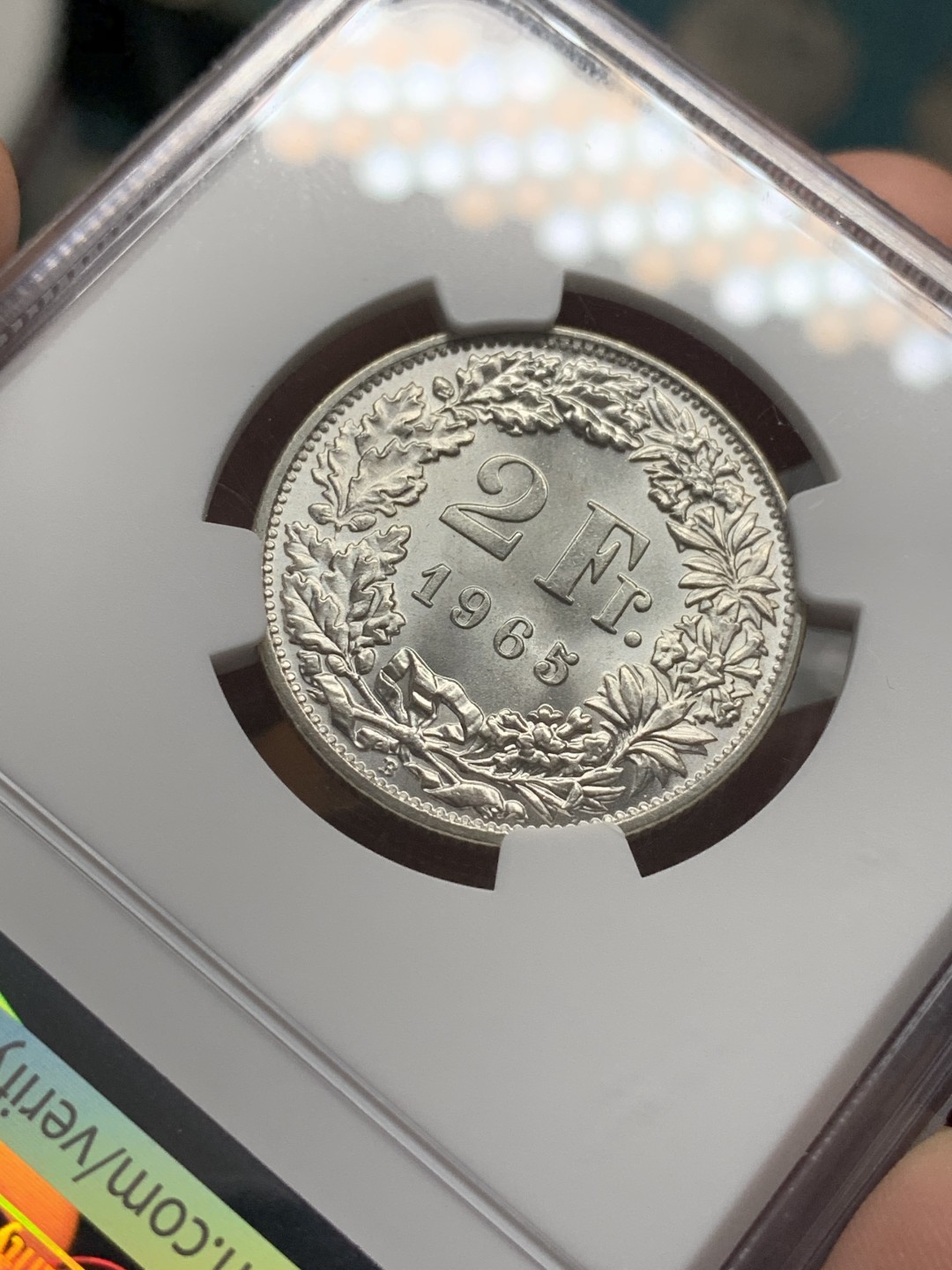 《竞宝斋》第107场-周日，周一 2场连拍（全场包邮） NGC MS65 1965年瑞士2法郎 2法郎高分比较难得 不是常见的1967年