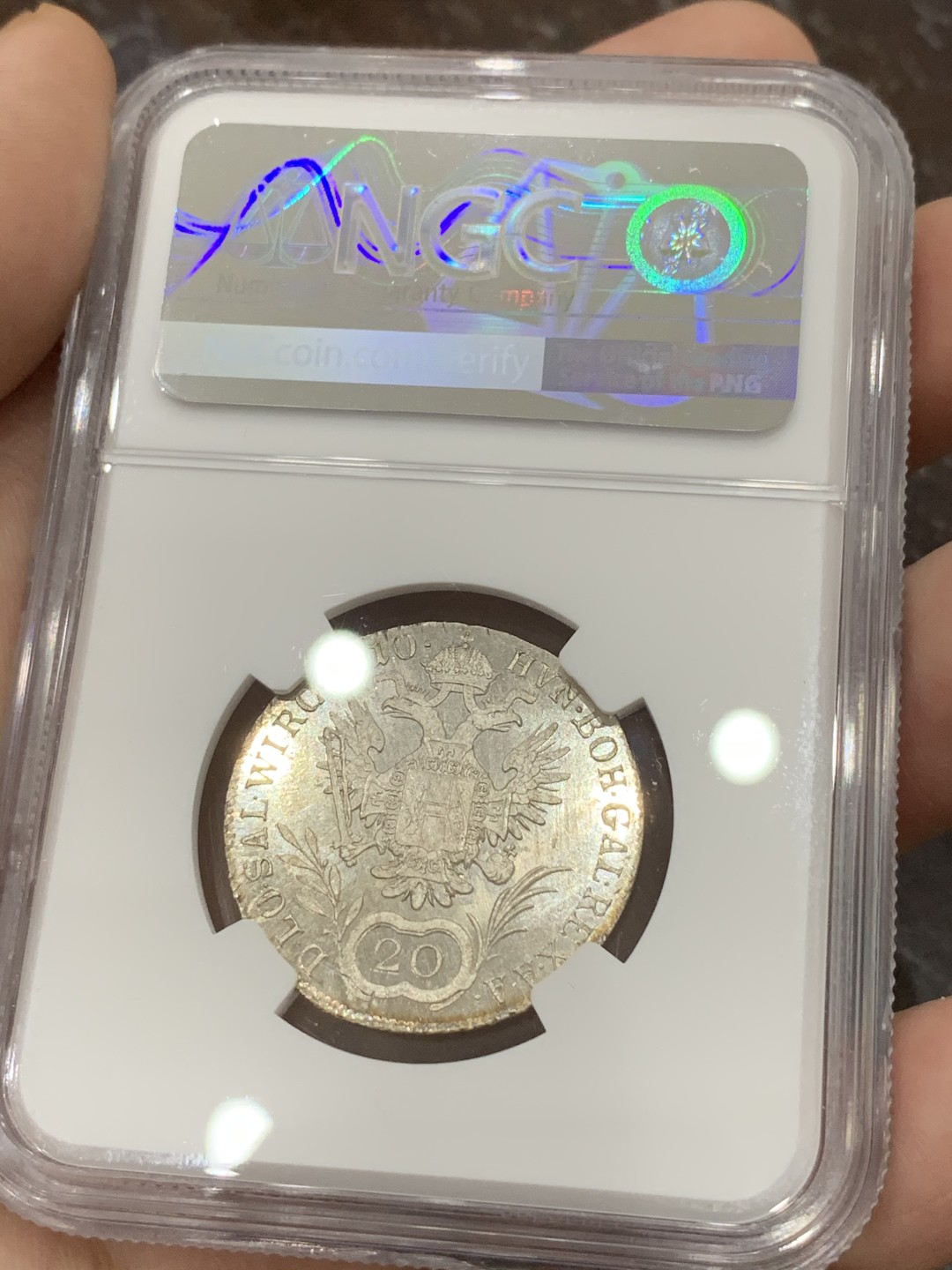 《竞宝斋》第107场-周日，周一 2场连拍（全场包邮） 唯一冠军 NGC MS65  1810年奥地利20K银币 PL底板 无敌状态