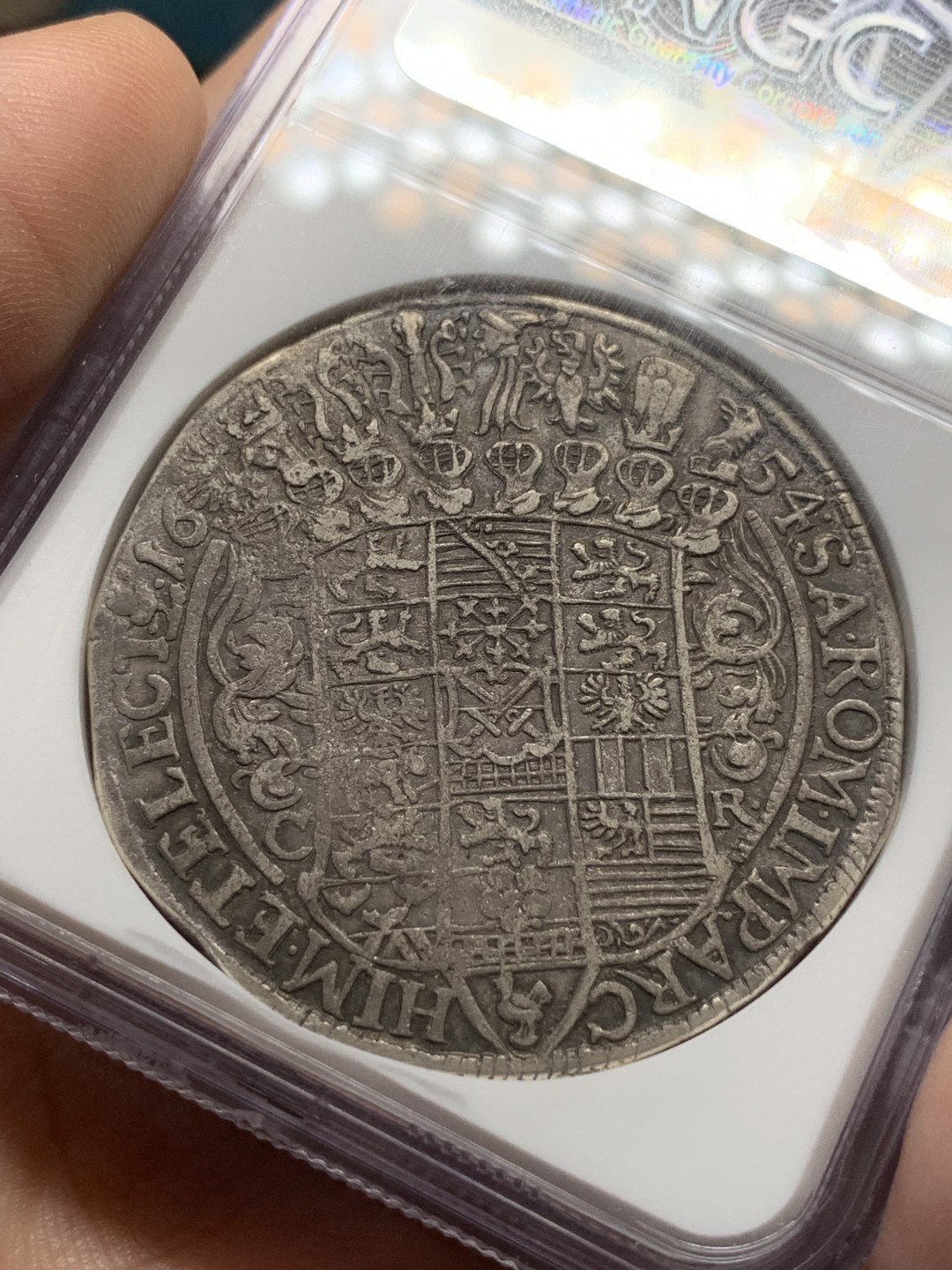 《竞宝斋》第107场-周日，周一 2场连拍（全场包邮） NGC XF45 神圣罗马 帝国 1654年 萨克森 武士剑泰勒银币 原味45分不错的品种