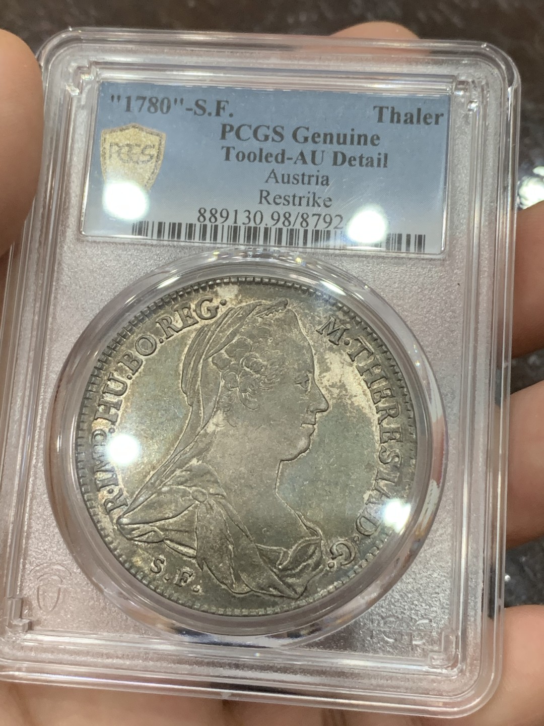 《竞宝斋》第107场-周日，周一 2场连拍（全场包邮） PCGS AUD 1780大奶妈泰勒，金茨堡造币厂，达文波特编号Dav-1150，发财黑包浆