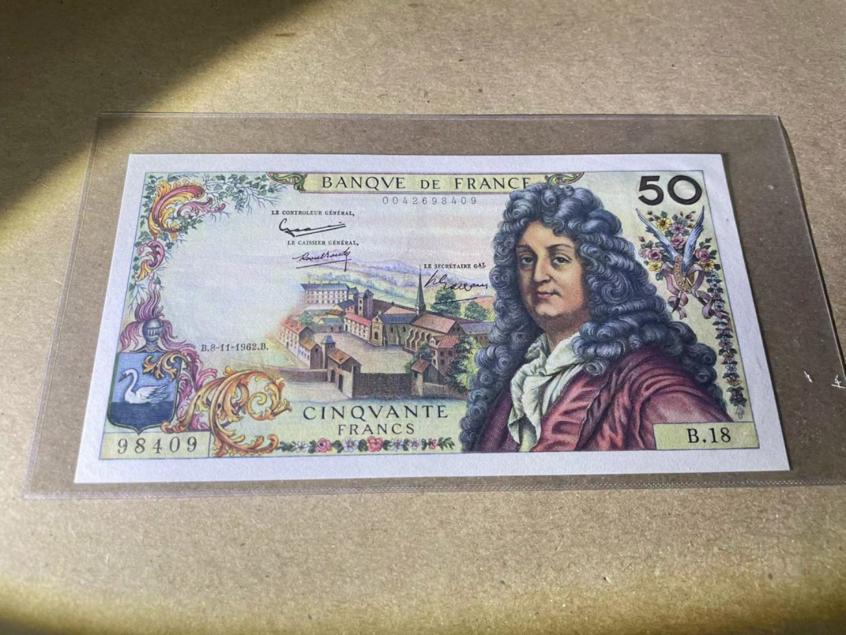【Blue Auction】✨世界纸币精拍第237期  法国 1962年50法郎 全新UNC 经典拉辛 