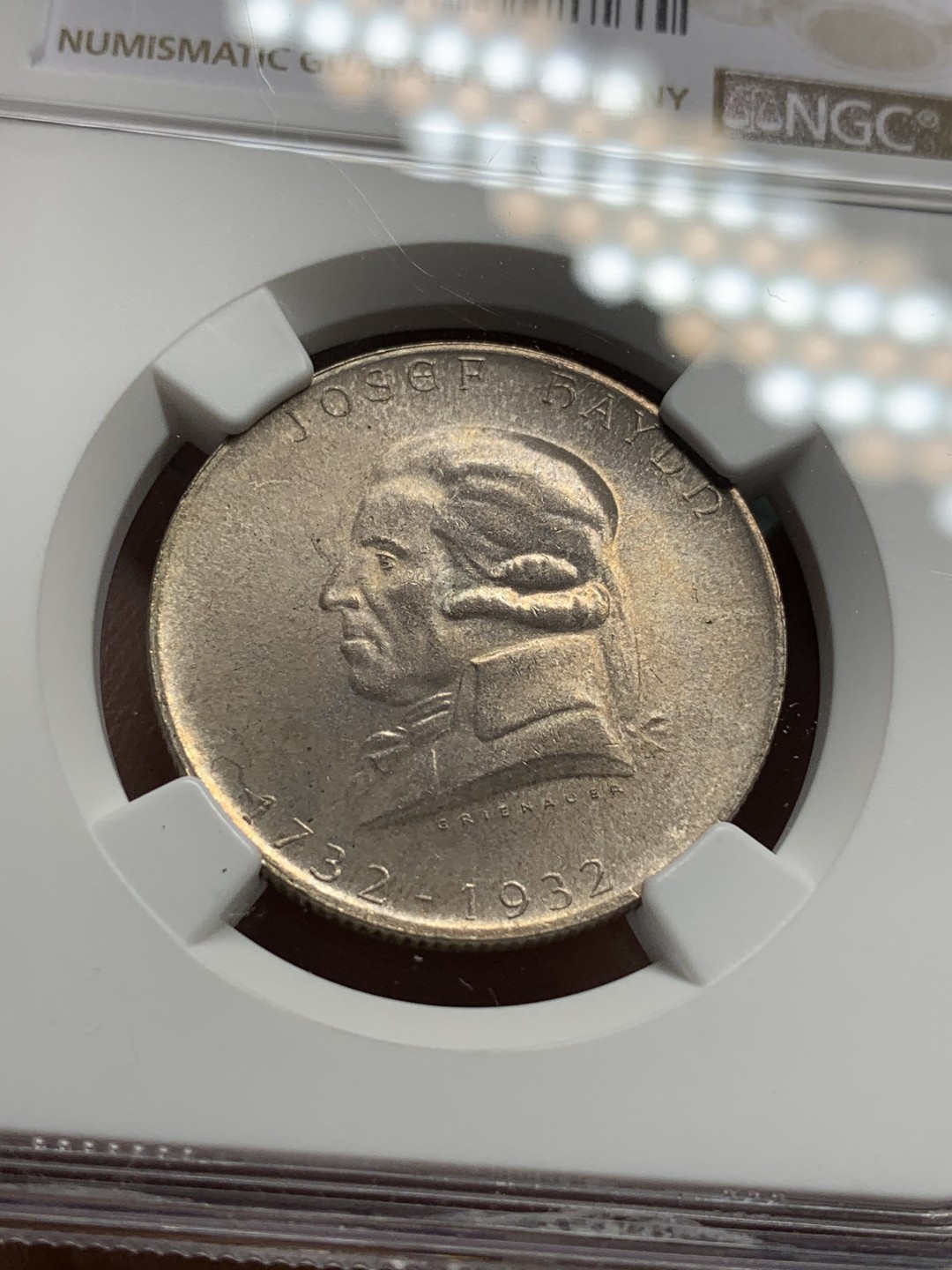 《竞宝斋》第107场-周日，周一 2场连拍（全场包邮） NGC-MS64 奥地利1932年 2先令银币 粉光状态非常漂亮