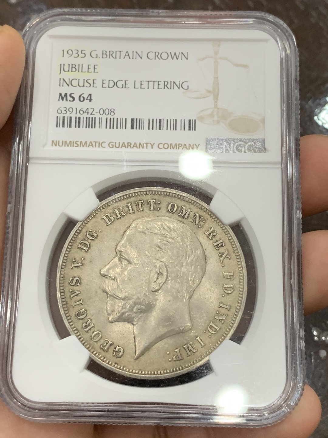 《竞宝斋》第107场-周日，周一 2场连拍（全场包邮） NGC-MS64 英国 1935年 乔治五世 木马剑 克朗 大银币 高分好品