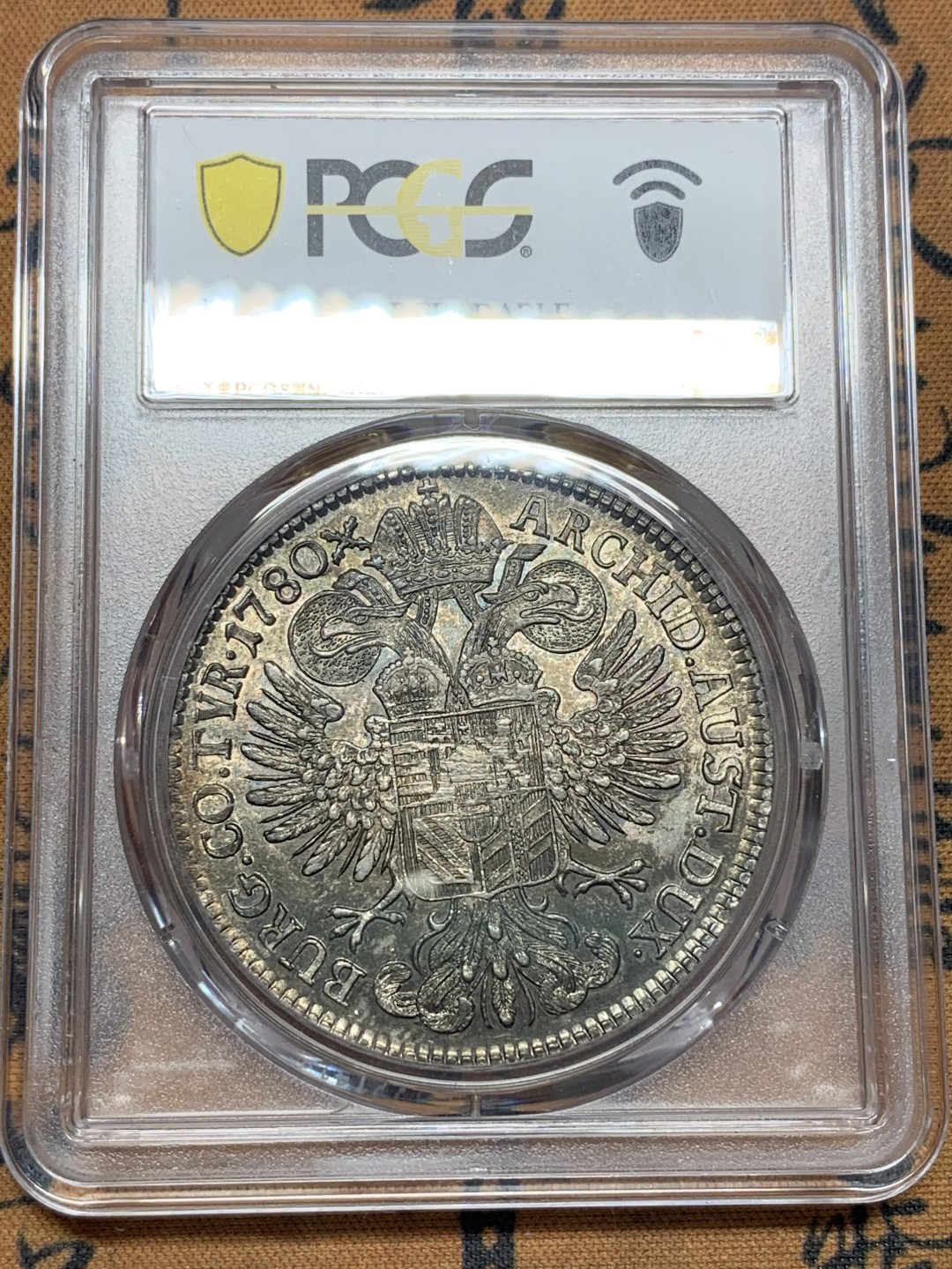 《竞宝斋》第107场-周日，周一 2场连拍（全场包邮） PCGS AUD 1780大奶妈泰勒，金茨堡造币厂，达文波特编号Dav-1150，发财黑包浆