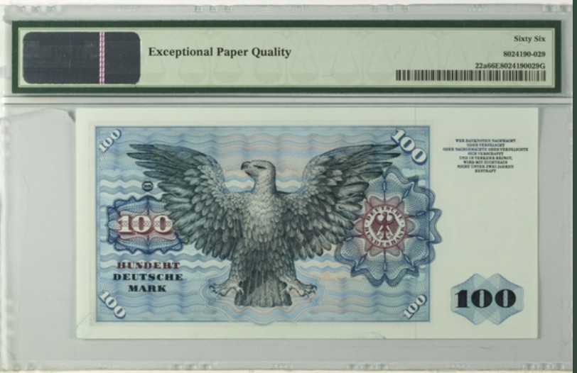 收藏联盟Quantum Auction 第200期拍卖  德国联邦1960年100马克 PMG66 初版 明斯特