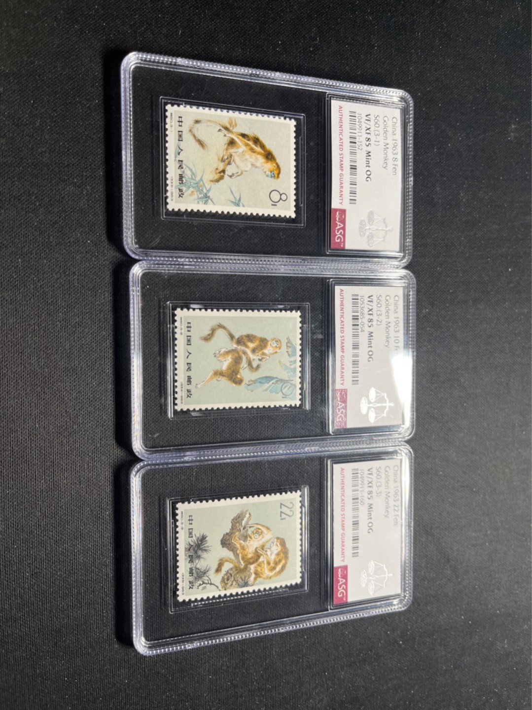 洪涛臻品 精选邮票限时拍卖第五十八期 特60金丝猴新全 ASG85同分一套OG，人气套票，白胶润泽，爱不释手，最严格时期出分，喜欢不要错过。ASG评级处于初级阶段，未来市场潜力巨大，注意提前囤精品货