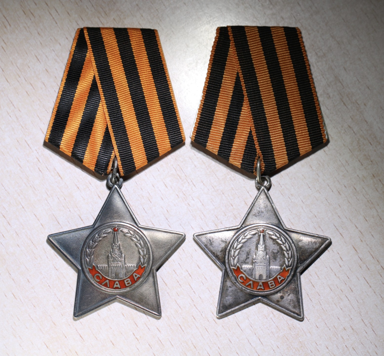 大猫徽章拍卖第205期 苏联三级军事光荣勋章一对 银质好品