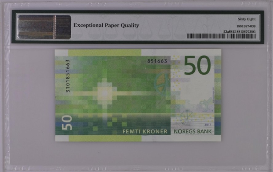 收藏联盟Quantum Auction 第200期拍卖  挪威2017年50克朗 PMG68 灯塔