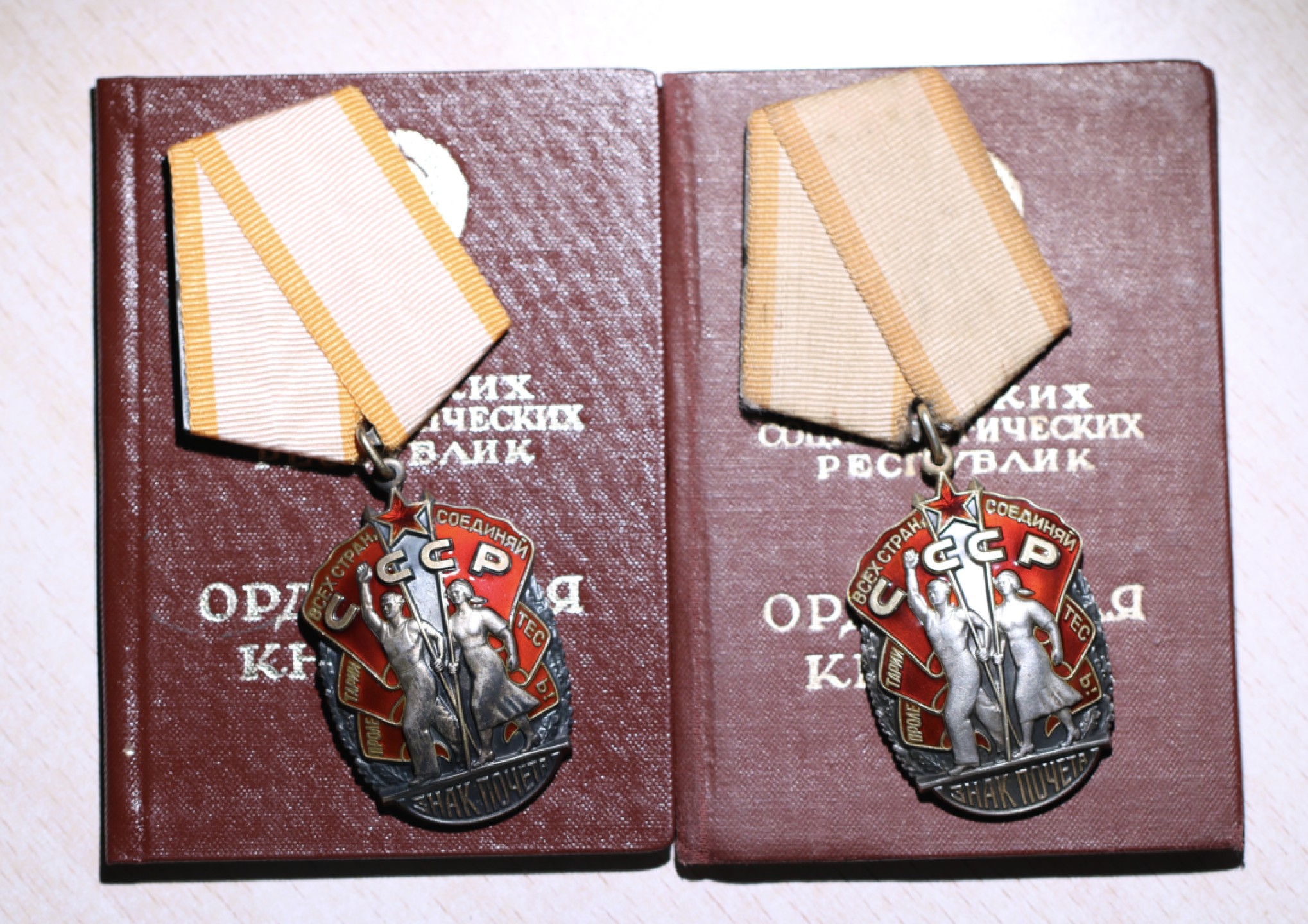 大猫徽章拍卖第205期 苏联荣誉勋章一对 帶证 银质全品