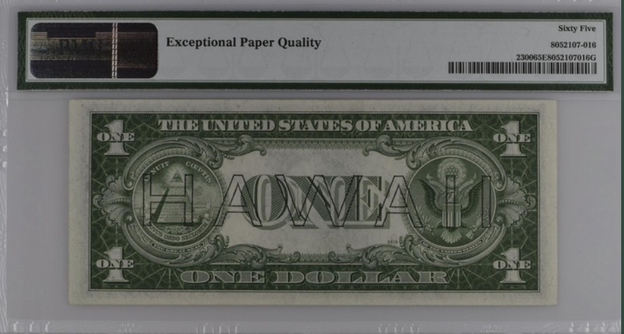 收藏联盟Quantum Auction 第200期拍卖  美国1935年夏威夷券1元 PMG65 稀少 二战紧急发行加盖夏威夷银币券