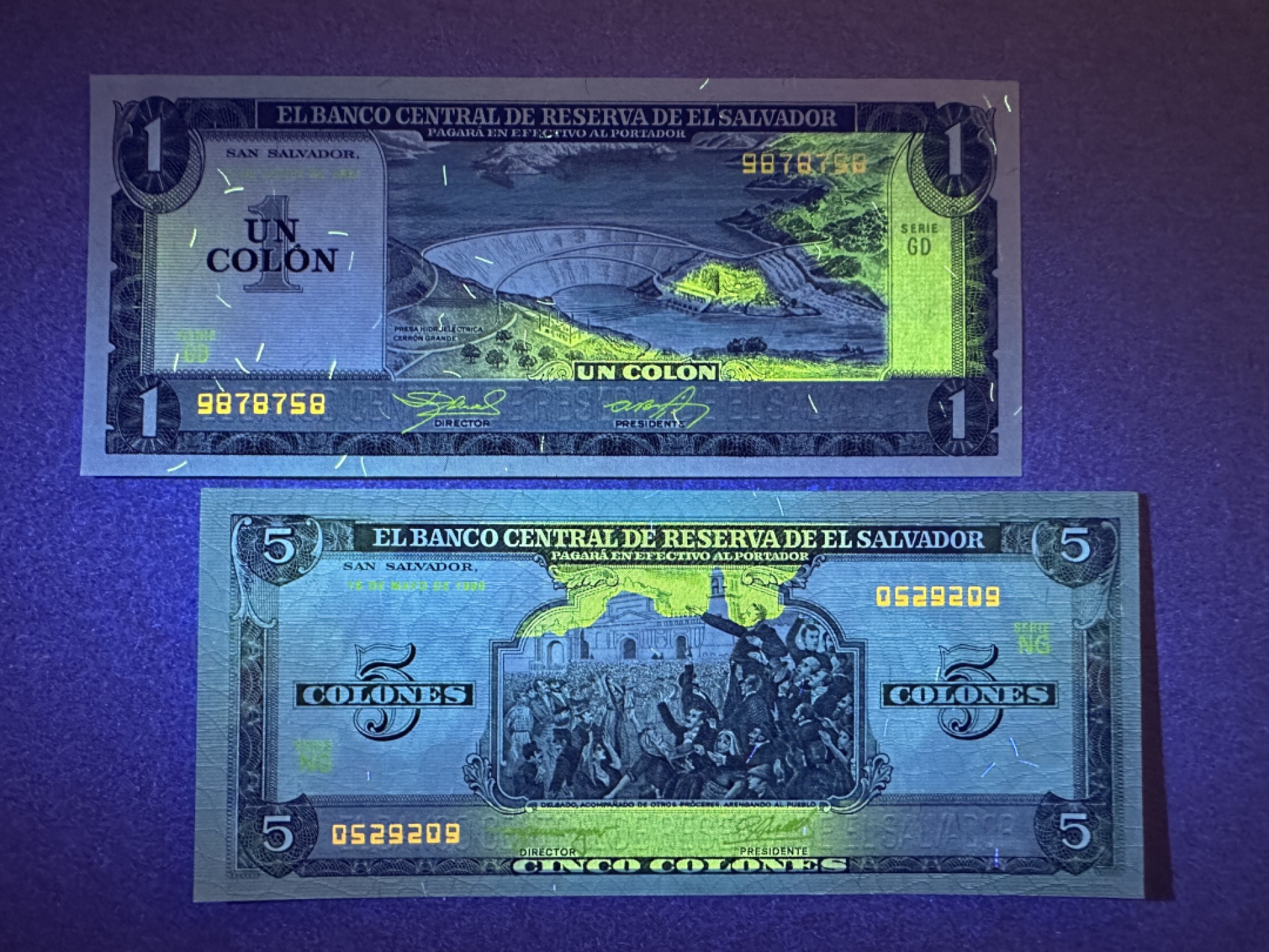 《张总收藏》77期——欧洲精品&女王钞 萨尔瓦多1、5元2张 UNC 1982年