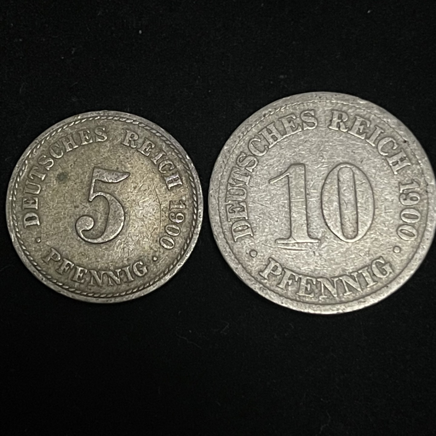 外国硬币0元起拍（11） 1900年德国5，10芬妮