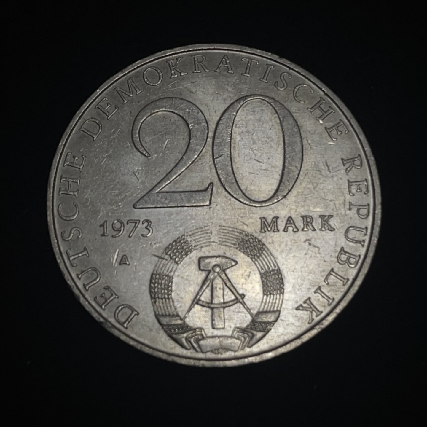 外国硬币0元起拍（11） 东德1973年20马克纪念镍币奥托·格罗提渥 