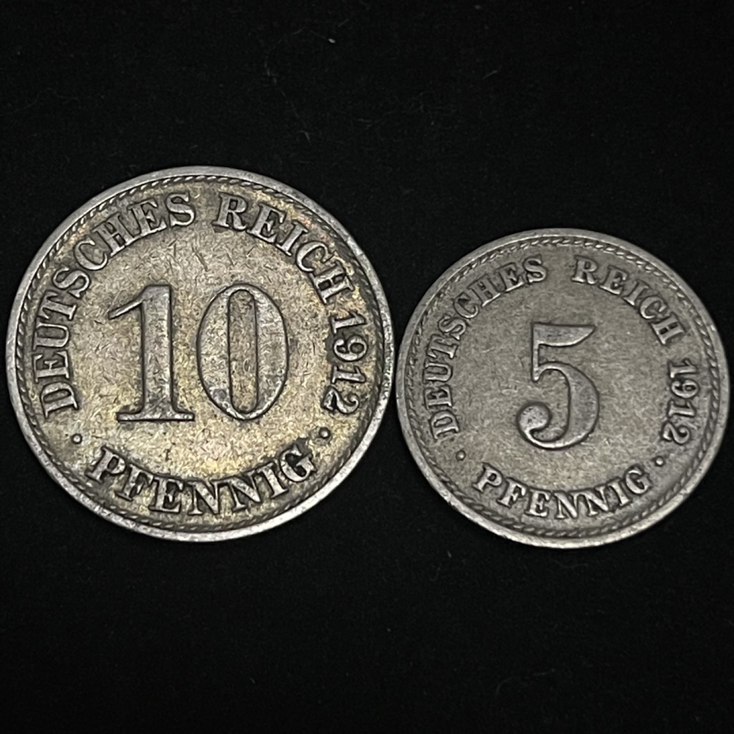 外国硬币0元起拍（11） 1912年德国5，10芬妮