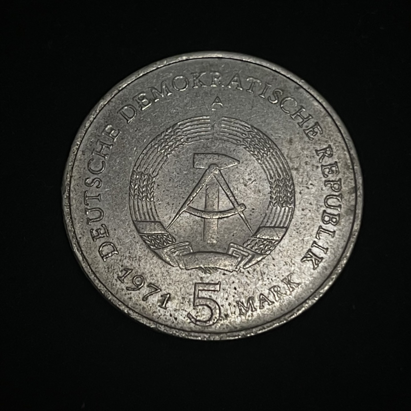外国硬币0元起拍（11） 东德1971年5马克勃兰登堡门纪念币